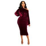 Autumn Formal Loose-and-Fit Velvet Party Dress