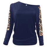 Autumn Bat Sleeved Leopard Print Regular Shirt