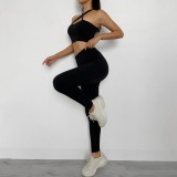 Sports Fitness Yoga One Shoulder Bra and High Waist Legging Set