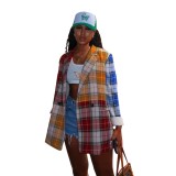 Autumn Plaid Colorful Long Blouse with Full Sleeves