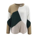 Autumn Contrast O-Neck Pullover Sweater Top