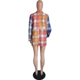 Autumn Plaid Colorful Long Blouse with Full Sleeves