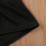 Autumn Simple Black O-Neck Wrapped Mini Dress with Belt