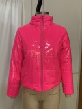 Winter Solid Color Padded Leather Jacket