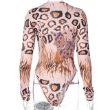 Sexy Wild Print Long Sleeve Bodysuit