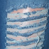 Stylish Blue Ripped Damaged Jeans