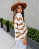 Autumn Stripes Round Neck Loose Pullover Sweater