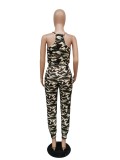 Summer Casual Camou Print Halter Jumpsuit