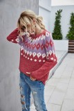 Autumn Geommetric Round Neck Regular Pullover Sweater