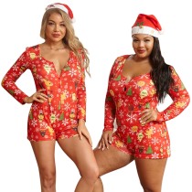 Mamelucos de pijama con estampado navideño de talla grande
