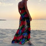 Occassional Floral Print Strap Long Dress