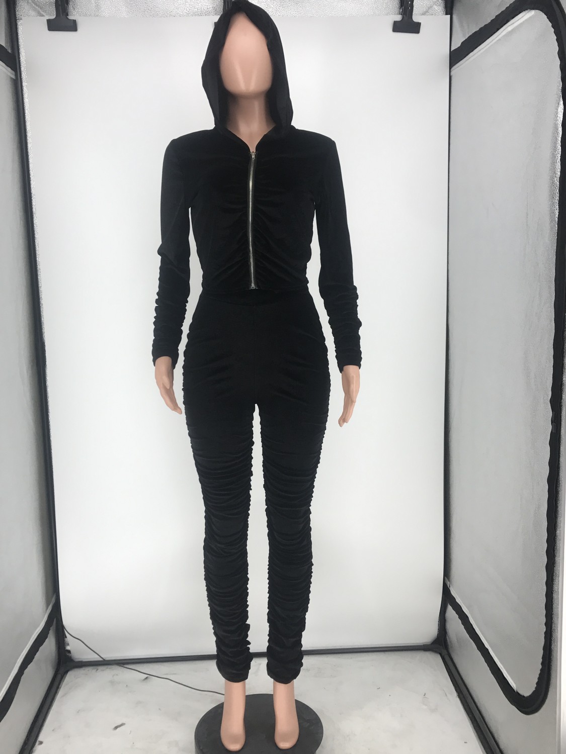 Wholesale Autumn Two Piece Matching Velvet Stack Tracksuit | Global Lover
