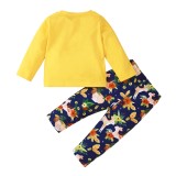 Kids Girl Autumn Print Top and Pants Pajama Set