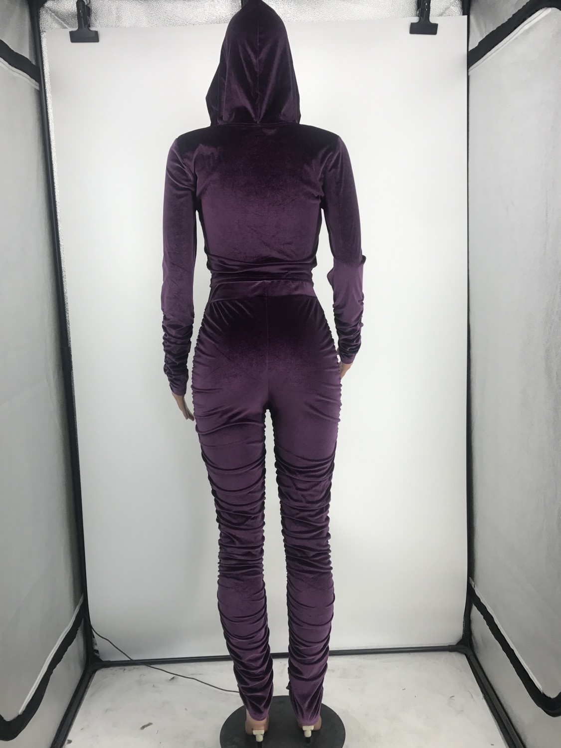 Wholesale Autumn Two Piece Matching Velvet Stack Tracksuit | Global Lover