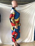 Geommetric Colorful African Long Coat with Full Sleeves