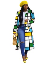 Cappotto lungo africano colorato geometrico con maniche lunghe