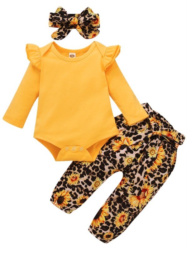 Baby Girl 3PC Autumn Floral Pants Set