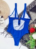 Sexy Blue Deep-V One Piece Swimwear