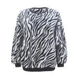 Winter Zebra Print Pullover Plush Top