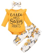 Conjunto de pantalones florales de otoño de 3 piezas para bebé niña