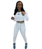 Autumn Sports Fitness Letter Print Crop Top and Legging Set