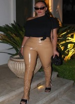 Plus Size Leather High Waist Sexy Trousers