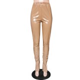 Plus Size Leather High Waist Sexy Trousers