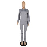 Autumn Solid Color Hoodie Stack Tracksuit