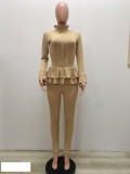 Autumn Matching Knitted Ruffles Top and Pants Set