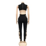 Sexy Cut Out Sleeveless O-Rings Bodycon Jumpsuit
