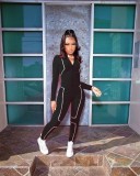 Autumn Fitness Zip Up Long Sleeve Sporty Jumpsuit