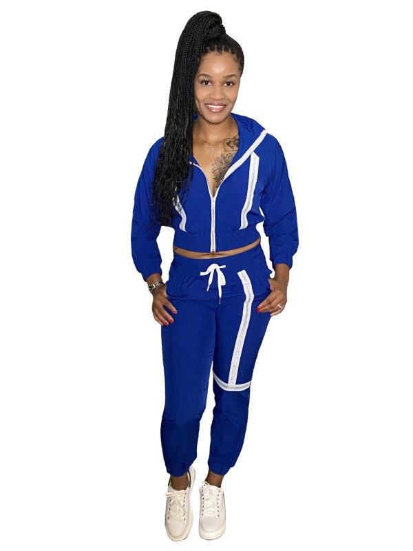 Autumn Crop Top and Pants Two Piece Zip Tracksuit