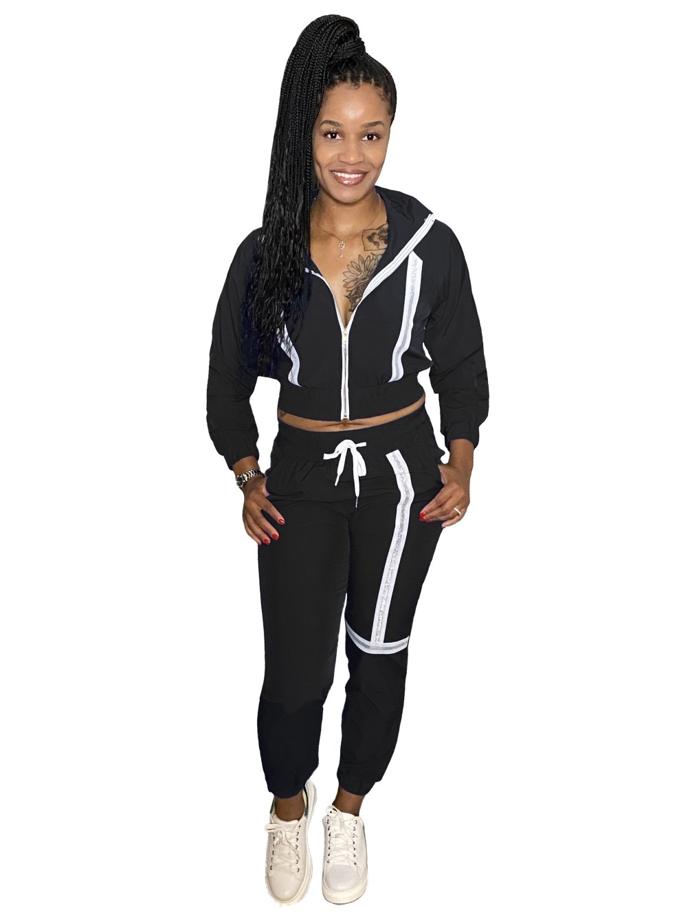 Wholesale Autumn Crop Top and Pants Two Piece Zip Tracksuit | Global Lover