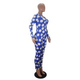 Cute Print Sexy Long Sleeve Fitted Jumpsuit