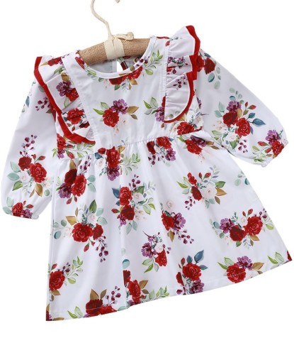 Robe à volants à imprimé floral d'automne pour bébé fille