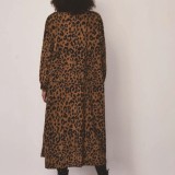 Autumn Leopard Print Zip Up Long Hoodie Jacket