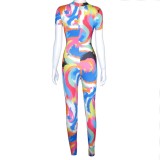 Party Sexy Colorful Lace Up Bodycon Jumpsuit
