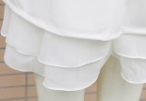 Western White Deep-V Sexy Ruffle Dress