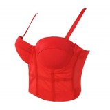 Red Sexy Push Up Strap Crop Top