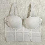 White Sexy Push Up Strap Crop Top