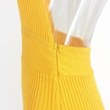 Summer Deep-V Sexy Backless Yellow Mini Club Dress