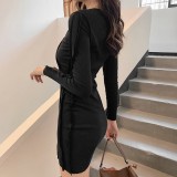 Sexy Black Long Sleeve Irregular Party Dress