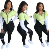 Autumn Sports Colorful Contrast Hoody Jogger Suit