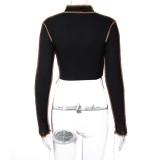Autumn Party Sexy Long Sleeve Lace Up Crop Top