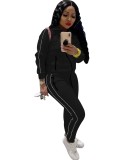 Autumn Solid Color Long Sleeve Zip Up Tracksuit