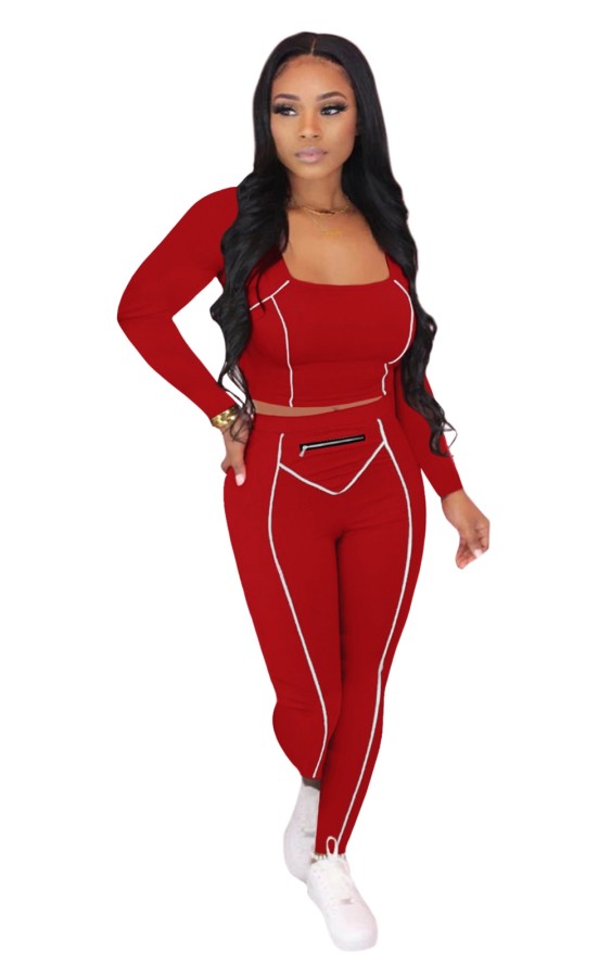Autumn Sports Fitness Crop Top and Pants Set