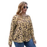 Plus Size Autumn Leopard O-Neck Shirt