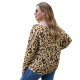 Plus Size Autumn Leopard O-Neck Shirt