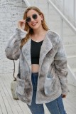 Plus Size Winter Tie Dye Polar Fleece Coat with Pockets