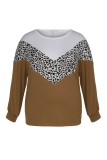 Plus Size Autumn Contrast Leopard O-Neck Shirt